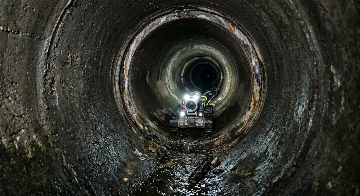 Robotic sewer camera inspecting pipe interior for Drain Snake Service in Taylor Mill